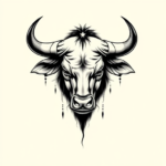 Black & Grey Ink Taurus Tattoo