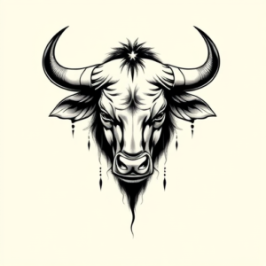 Black & Grey Ink Taurus Tattoo