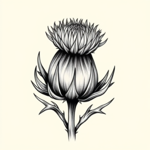 Black & Grey Ink Thistle Tattoo