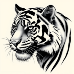 Black & Grey Ink Tiger Tattoo