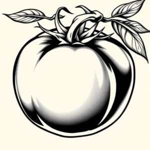 Black & Grey Ink Tomato Tattoo