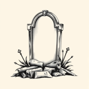 Black & Grey Ink Tombstone Tattoo
