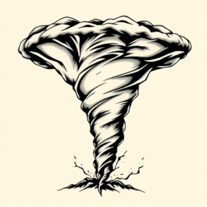 Black & Grey Ink Tornado Tattoo