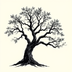 Black & Grey Ink Tree Tattoo