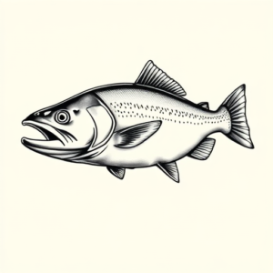 Black & Grey Ink Trout Tattoo