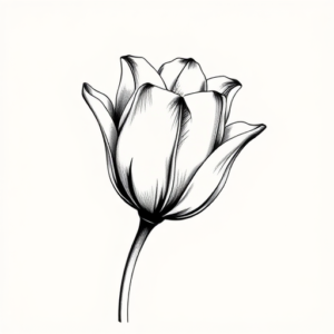Black & Grey Ink Tulip Tattoo