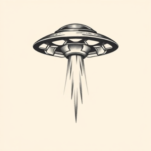 Black & Grey Ink Ufo Tattoo