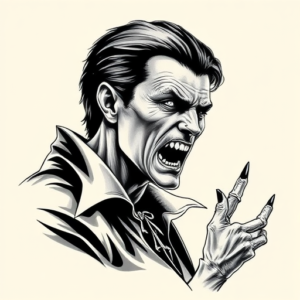 Black & Grey Ink Vampire Tattoo