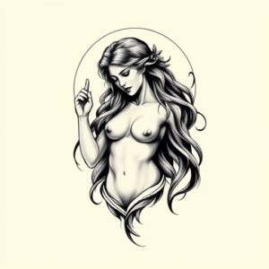 Black & Grey Ink Venus Tattoo