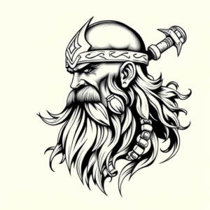 Black & Grey Ink Viking Tattoo