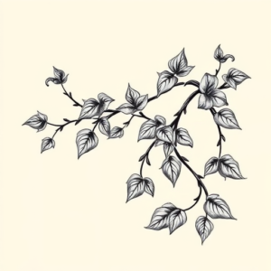 Black & Grey Ink Vine Tattoo