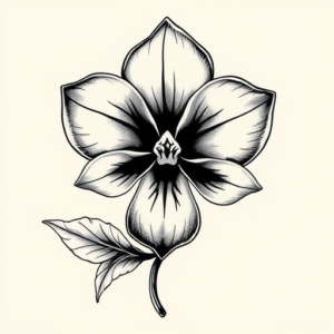 Black & Grey Ink Violet Tattoo