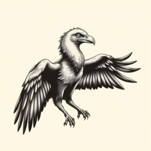 Black & Grey Ink Vulture Tattoo