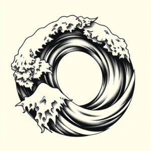 Black & Grey Ink Wave Tattoo