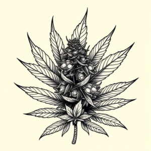Black & Grey Ink Weed Tattoo