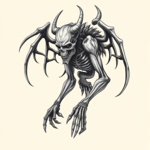 Black & Grey Ink Wendigo Tattoo