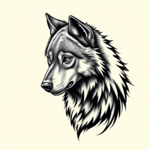 Black & Grey Ink Werewolf Tattoo