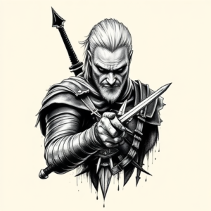 Black & Grey Ink Witcher Tattoo