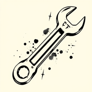 Black & Grey Ink Wrench Tattoo