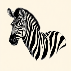 Black & Grey Ink Zebra Tattoo