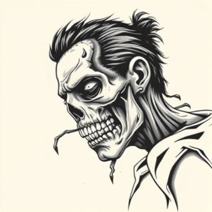 Black & Grey Ink Zombie Tattoo