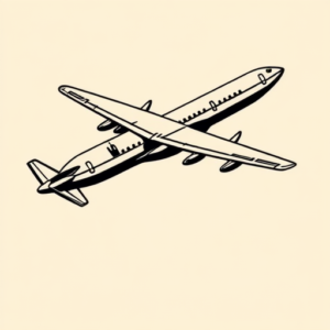 Black Ink Airplane Tattoo