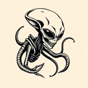 Black Ink Alien Tattoo