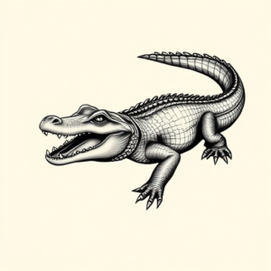 Black Ink Alligator Tattoo