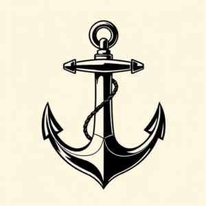 Black Ink Anchor Tattoo