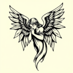 Black Ink Angel Tattoo