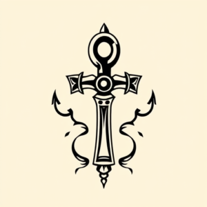 Black Ink Ankh Tattoo