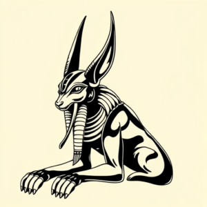 Black Ink Anubis Tattoo