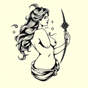 Black Ink Aphrodite Tattoo