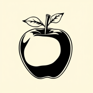 Black Ink Apple Tattoo