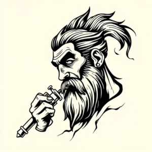 Black Ink Ares Tattoo