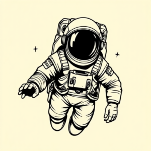 Black Ink Astronaut Tattoo
