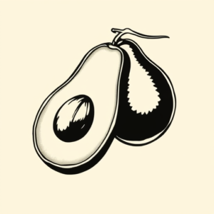 Black Ink Avocado Tattoo
