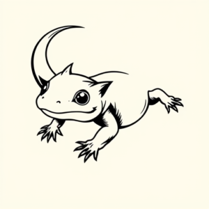 Black Ink Axolotl Tattoo