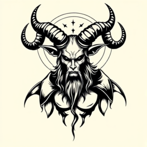 Black Ink Baphomet Tattoo