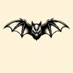 Black Ink Bat Tattoo