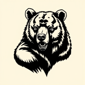 Black Ink Bear Tattoo