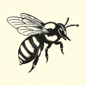 Black Ink Bee Tattoo