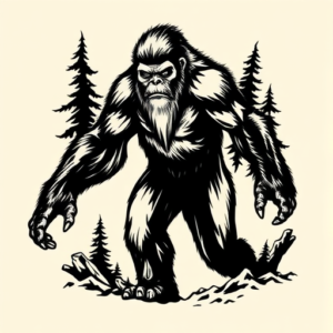 Black Ink Bigfoot Tattoo