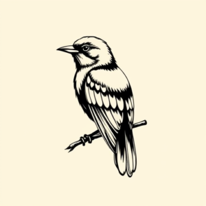 Black Ink Bird Tattoo