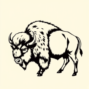 Black Ink Bison Tattoo