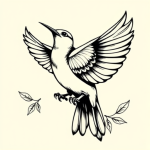 Black Ink Bluebird Tattoo