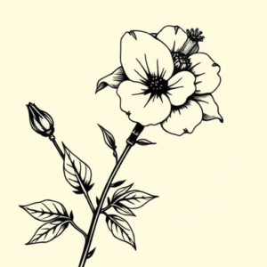 Black Ink Bluebonnet Tattoo