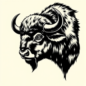 Black Ink Buffalo Tattoo