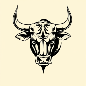 Black Ink Bull Tattoo