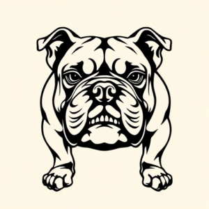 Black Ink Bulldog Tattoo